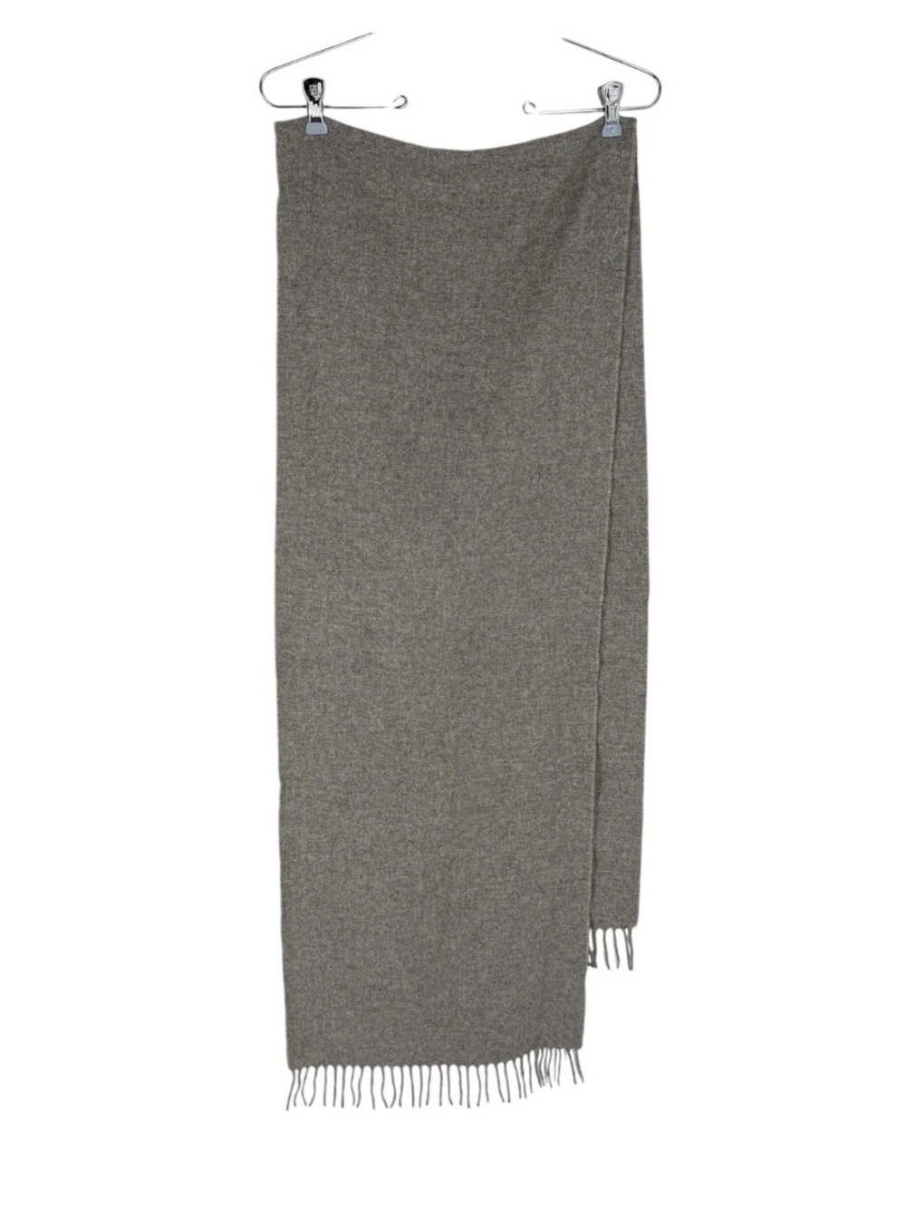 Saks Fifth Avenue Cashmere Scarf Gray Classic Fringe 14.75 x 76